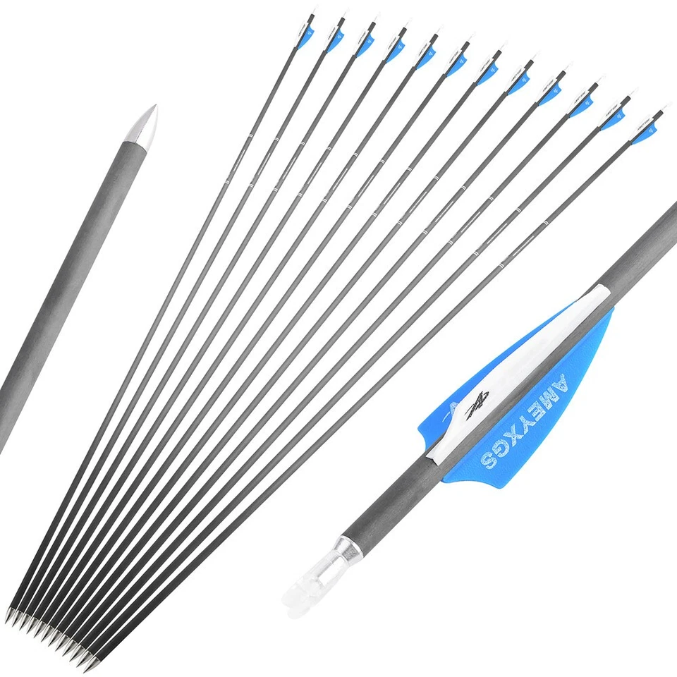 31" Pure Carbon Arrows SP400-1200 2" Vanes Archery Bow Hunting Target ID4.2mm - Image 2 of 4