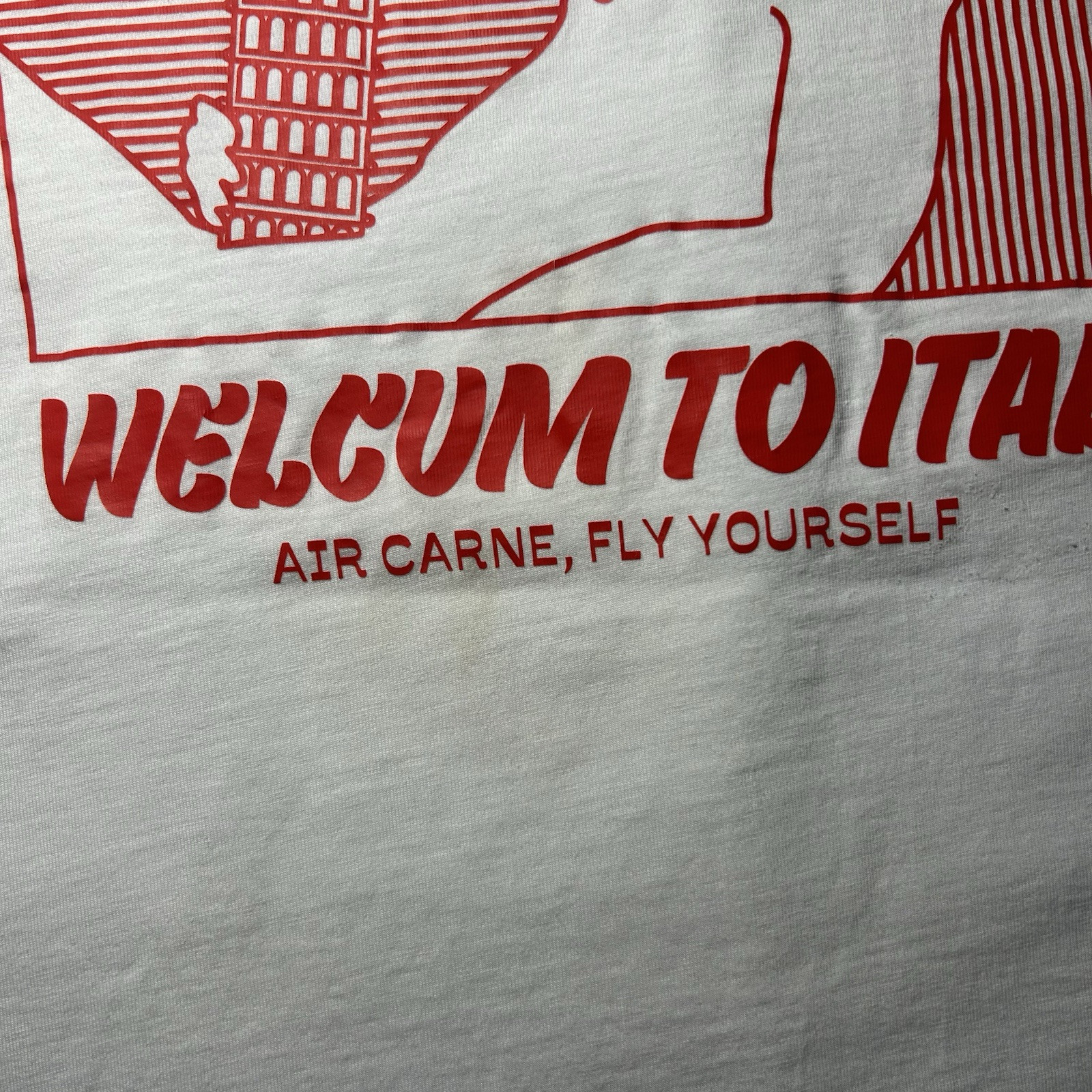 Carne Bollente Welcum To Italy Fly Yourself White T-Shirt - Size L - READ