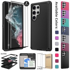 For Samsung Galaxy S22/S22 Plus/S22 Ultra Case Hybrid Phone Cover/Tempered Glass