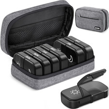 Canvas Bag XL Weekly Pill Organizer 2 Times a Day, Travel Pill Box 7 Day with On