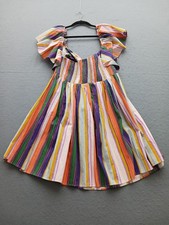 Anthropologie Women Fit & Flare Mini Dress Sz L Multicolor Striped Golf Stylish
