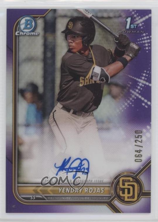 2022 Bowman Chrome Prospect Purple Refractor /250 Yendry Rojas #CPA-YR Auto 16mf