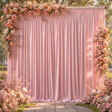 2 Panels 8x10FT Dusty Rose Backdrop Curtains Wrinkle Free Wedding Baby Shower