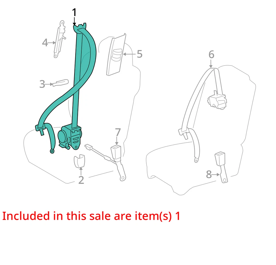 Seat Belt Front 40/20/40 Seat Crew Cab 4 Door Driver Fits 14-21 TUNDRA 1871474 - Imagem 3 de 4