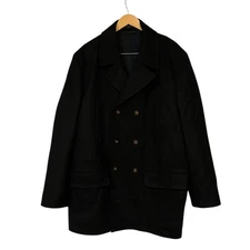 LAUREN RALPH LAUREN Wool Blend Pea Coat Size 46 R Nautical Anchor Button Detail