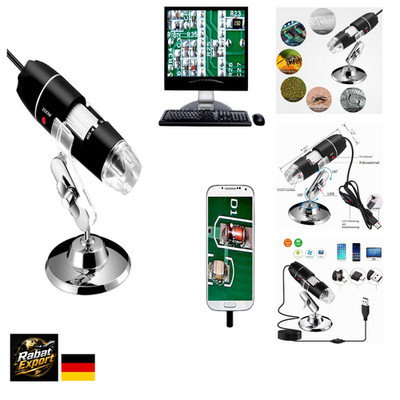 Jiusion Digitales Mikroskop 8 LED USB 2.0 OTG Adapter Metall Standfunk