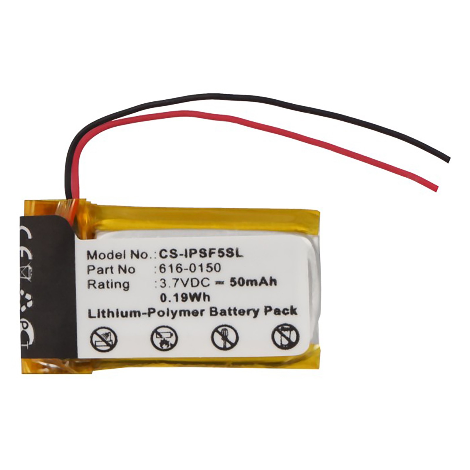Battery for Apple iPOD shuffle 4th 5th Gen Generation 616-0150 616-0548 50mAh