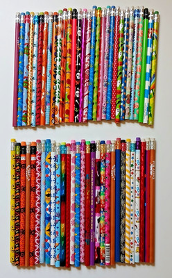 Pencil Collection 59 Piece Holiday Variety Unused Round Style Wood Pencils