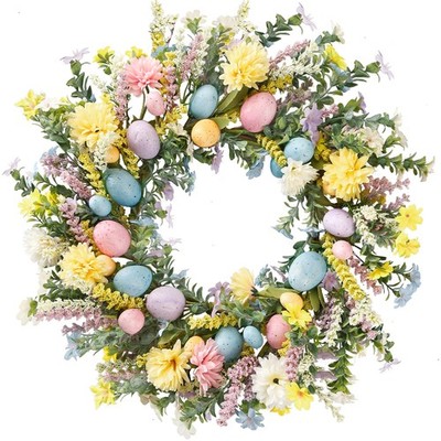 Sggvecsy 20 Inch Easter Wreath Spring Wreath Artificial Flower Wreath with Co...