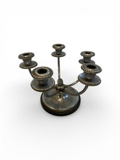 ANTICO CANDELIERE CANDELABRO Lume Portacandele in Metallo Argentato Vintage 900