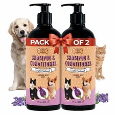 P.O.M Pets 2-in-1 Shampoo & Conditioner 27oz Lavender Mint 2-Pack Dog & Cat