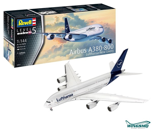 Revell Flugzeuge Lufthansa Airbus A380-800 New Livery 1:144 03872-image