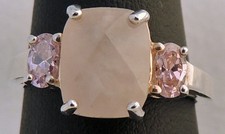 FACETED PINK QUARTZ 0.925 STERLING SILVER ESTATE BAND RING SIZE 8