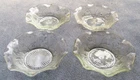 FOUR Jeanette Depression Glass Iris and Herringbone Ruffled Sauce Bowls