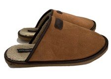 Nautica Men's US 9 US 10 Slippers Brown Slip-On Fleece Lined