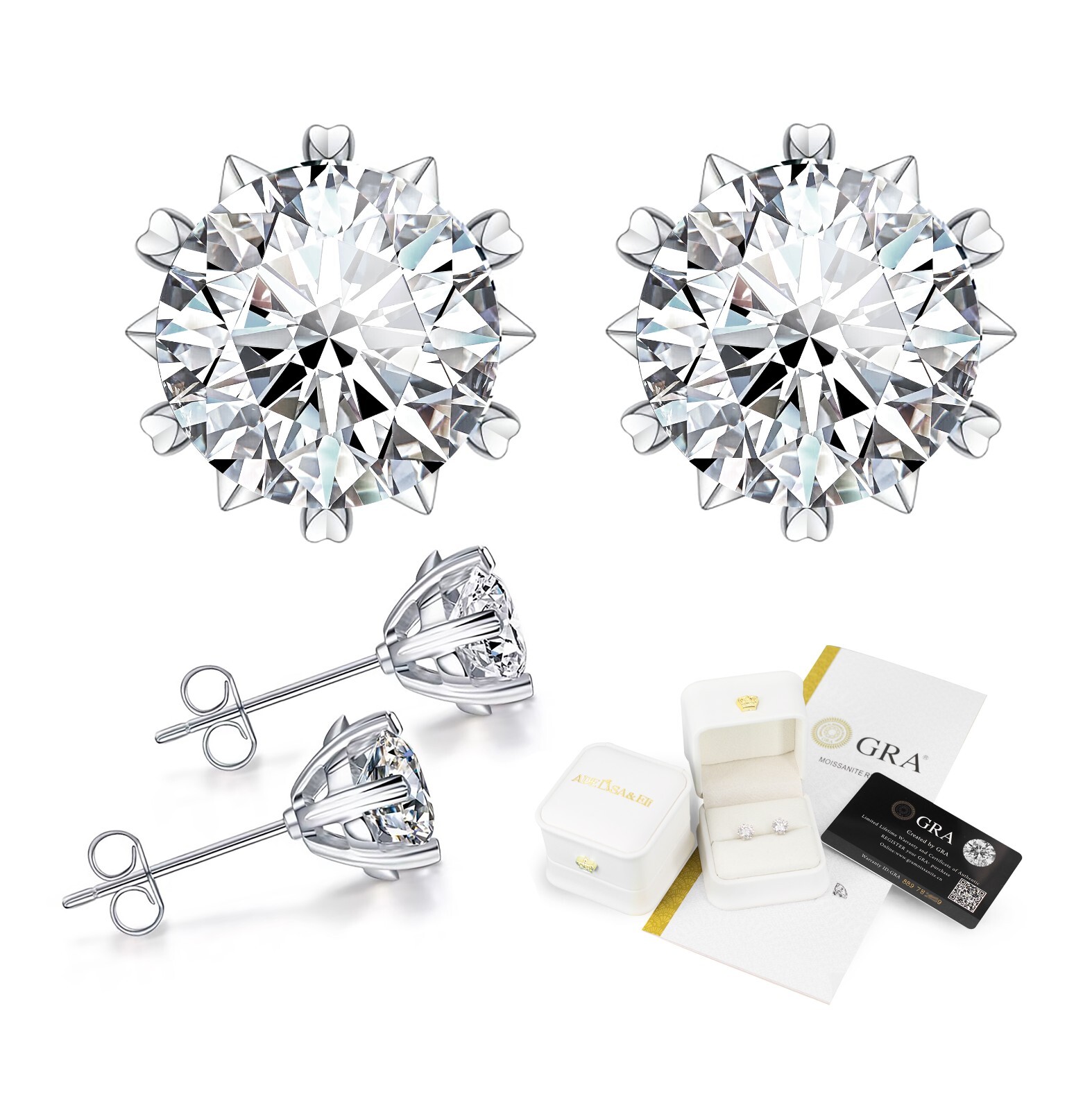Adelisa & Eli Moissanite Stud Earrings - Sparkling Elegance for Everyday Wear  