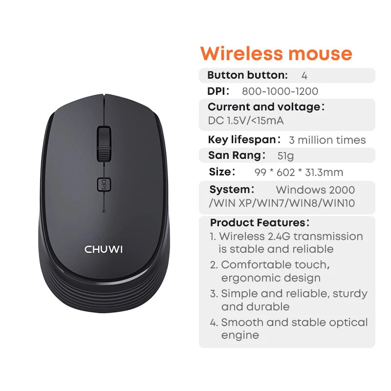 Wireless Mouse 2.4G Optical Cordless Mice Optical Scroll for PC Laptop Computer - Image 2 of 4