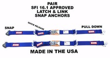 Snap In Clip In 2 Lap Belts Latch Link Racerdirect Sfi 16.1 Cobalt Blue Pair