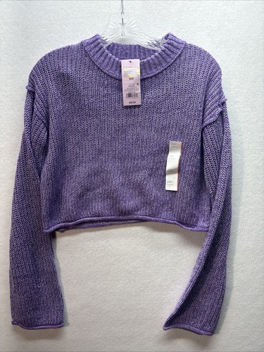 Women’s Wild Fable Cropped Long Sleeve Sweater Purple XXS Retail $20 NWT - Picture 5 of 7