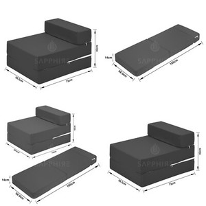 Foam Folding Cotton Z Bed Single Size Fold Out Chair Bed Guest Sofa - D