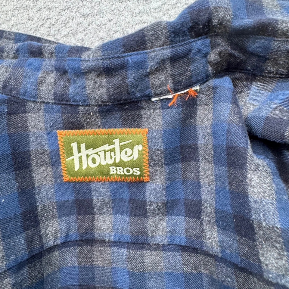 Howler Brothers Shirt Men Medium Blue Flannel Shooting Check Pocket Point Casual - Image 4 of 4