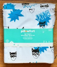 NEW Pillowfort BLUE CAT CAPERS Twin Size Sheet Set  comfy soft microfiber