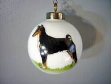 Basenji Tri Color Porcelain China Dog Christmas Ornament Globe Round