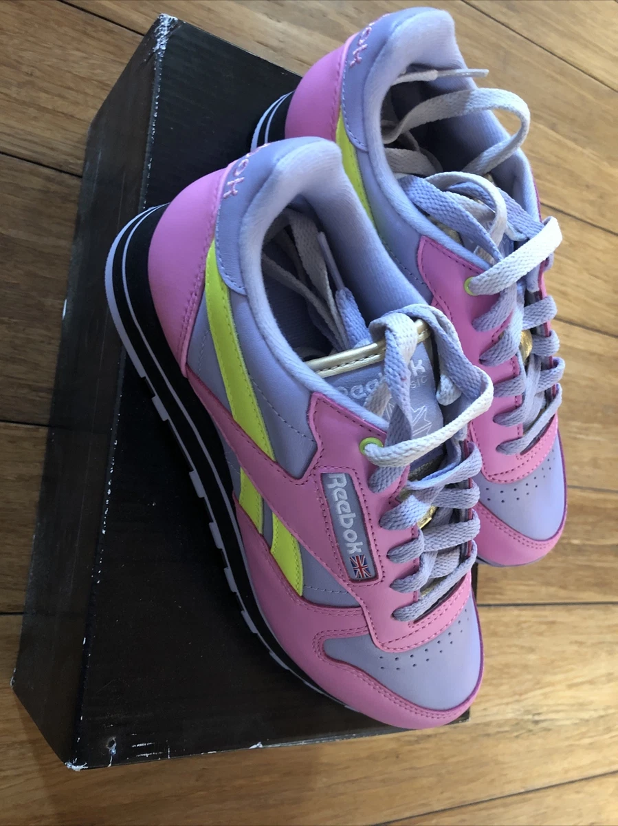 Reebok Women s GS Classic Shoes Pink Purple Yellow Custom Sz 6.5 new In Box