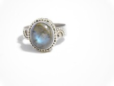 Sterling Silver Oval Labradorite Stone Ring Size 9