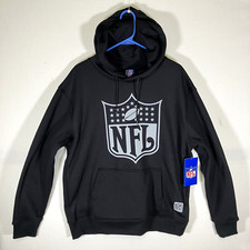 NFL Black Hoodie Hooded Sweatshirt Silver Logo Men’s XL Brand New NWT Licensed