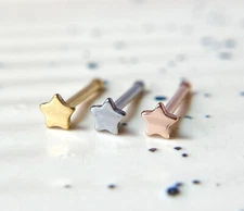 3pcs Star Style Nose Rings Studs Bones 316L Surgical Steel Ion Plated