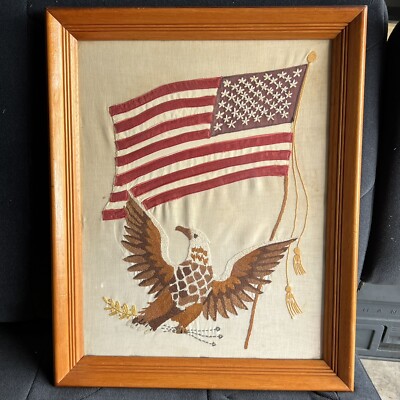 Vintage Needlework Patriotic Eagle & Flag