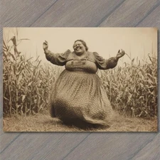 Art Print Laughing Woman Corn Field Dress Nostalgia Country Halloween Retro BBW