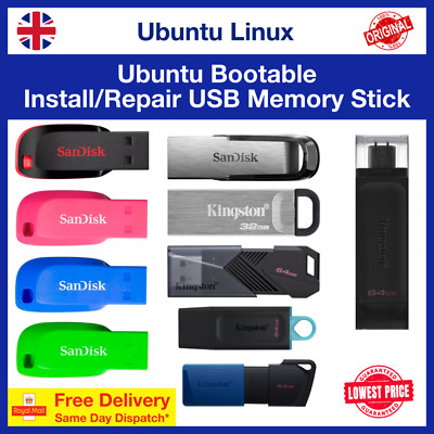 Ubuntu LTS 22.04 Linux Betriebssystem installieren/ausprobieren bootfähiges USB-Flash-Laufwerk 64 Bit, neu