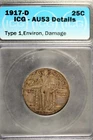1917 - D ICG AU53 DETAILS T1 Standing Liberty Quarter!!  #B18728