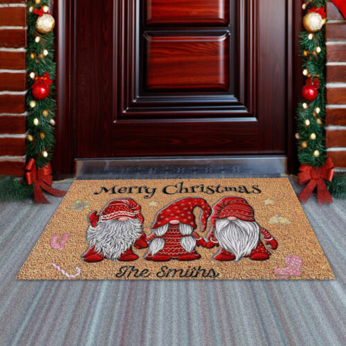 Merry Christmas Gnome Doormat Holiday Welcome Floor Mat Rugs For Front Door NEW
