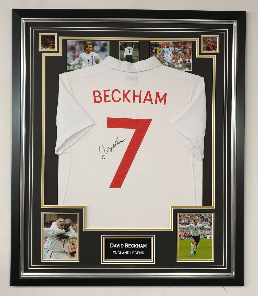 David Beckham England Signed SHIRT Jersey Autographed Display