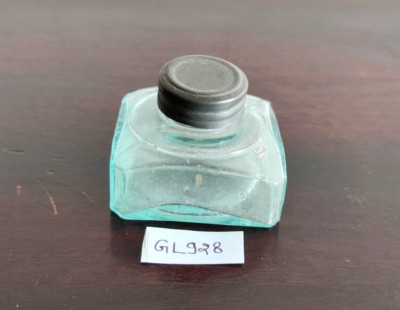 1940s Vintage Light Blue Shade Glass Ink Bottle Old Decorative Collectible GL928