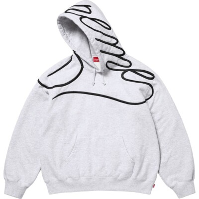 Supreme Shoulder Script Hooded Sweatshirt Ash Grey | eBay