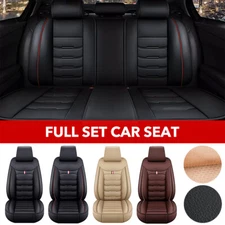 5-Seats Car Seat Covers Luxury PU Leather Front Rear Cushion Full Set Universal