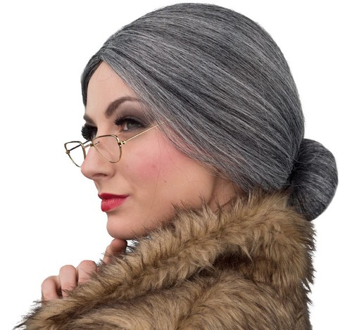 Oma-Kostüm-Set (6-teilig) – Perücke, Brille, Perlenkette & Zubehör Für Cosplay, Karneval & Halloween (ab 14 Jahre)