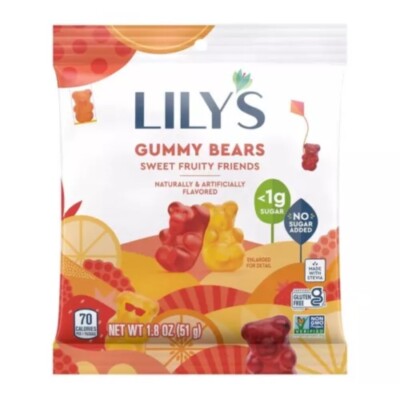 New Lily's Sweets Gummy Bears - 1.8 oz Gluten Free - Less Than 1 Gram Sugar
