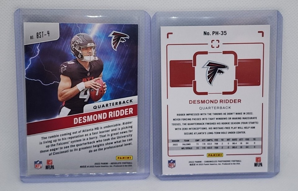 Desmond Ridder Rookie Card RC Lot (2) By Storm, Photogenic Atlanta ...