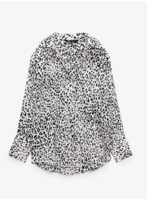 Printed Shirt White Satin Blouse Zara Camicia Satin Camicia Con