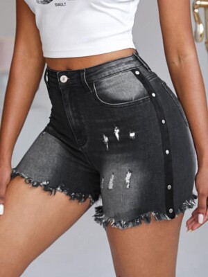 Women's Denim Studded Hot Pants G21 Jean Shorts Rock Biker
