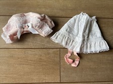 Vintage Y2K Baby Girl's Hat Bonnet Lace Eyelet Hearts Pink White