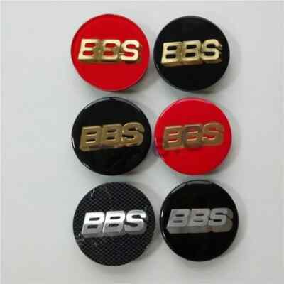 NEW B.B.S RS CENTER CAPS SET OF 4 36112225190 BLACK SILVER RED