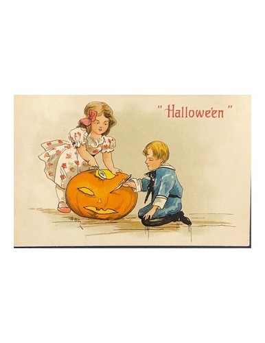 HALLOWEEN CHILDREN CUT JOL PUMPKIN FACE. HBG (GRIGGS) USED 1909…. - Picture 2 of 3