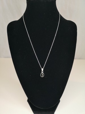 Black Obsidian Pendant & Sterling Silver Chain 2k - 18 inches 