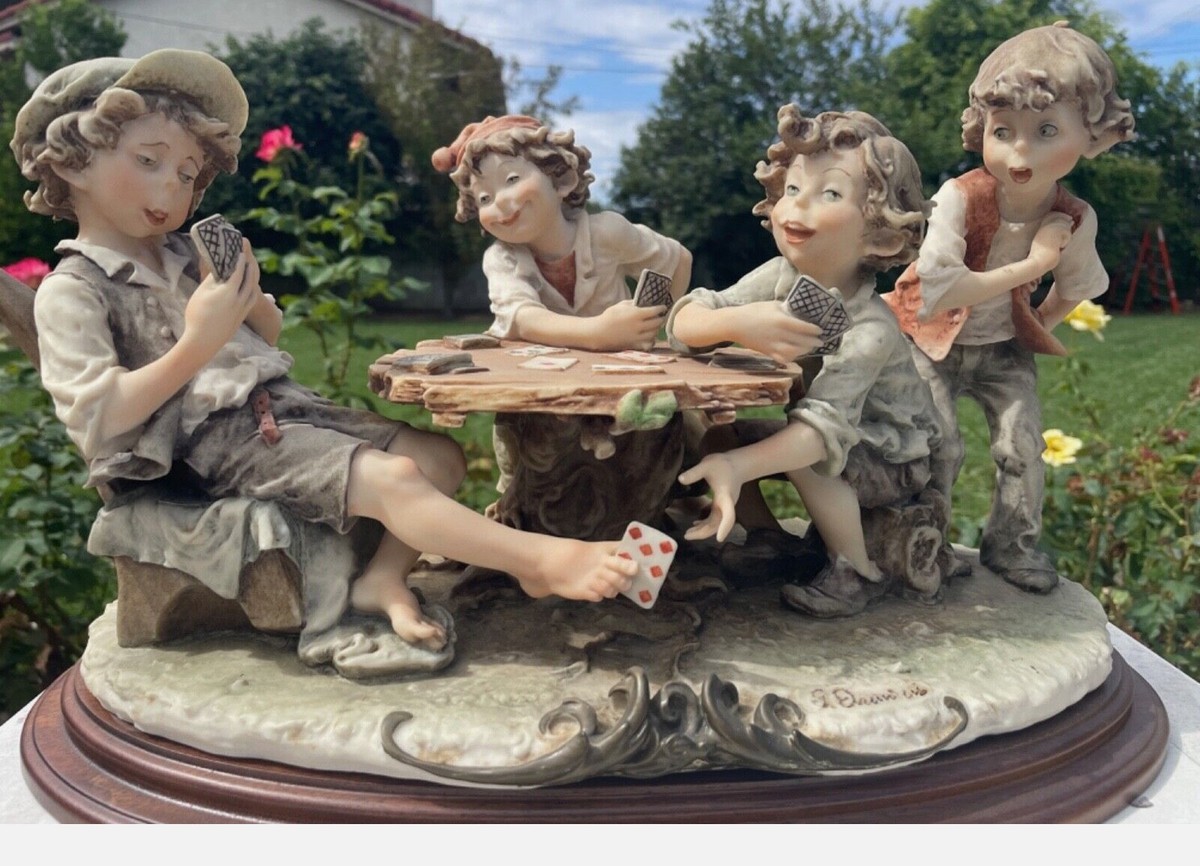 Giuseppe Armani's The Cheats Four Boys Playing Cards Capodimonte